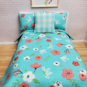 Floral Bedding Set Miniature Dollhouse 1:12 Scale Doll Mini